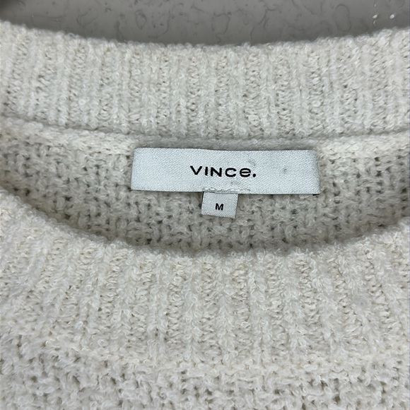 Vince Merino Wool Blend Cream Long Sleeve Crew Neck Cable Knit Sweater Size M - Picture 9 of 14